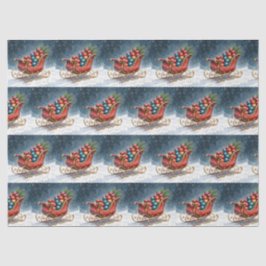 Waterverf Vintage Kerst slee Tissuepapier