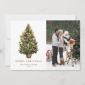 Waterverf Vintage Kerstboom Foto Kerst Feestdagenkaart (Voorkant)