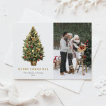 Waterverf Vintage Kerstboom Foto Kerst Feestdagenkaart<br><div class="desc">vrolijk kerstfeest | Stuur uw vakantiewensen naar vrienden en familie met dit aanpasbare kerst briefkaart. Deze aquarel kerstkaart is voorzien van een vintage kerstboom met feestelijke ornamenten. Personaliseer het door uw eigen gegevens toe te voegen. Deze foto kerst briefkaart is beschikbaar op andere cardstock. Overeenkomende objecten zijn beschikbaar.</div>