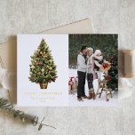 Waterverf Vintage Kerstboom Foto Kerst Folie Feestdagenkaart<br><div class="desc">vrolijk kerstfeest | Stuur uw vakantiewensen naar vrienden en familie met deze aanpasbare kerstkaart. Deze gouden folie kerstkaart is voorzien van een vintage kerstboom met feestelijke ornamenten. Personaliseer het door uw eigen gegevens toe te voegen. Deze kerstkaart is beschikbaar op andere kaarten. Overeenkomende objecten zijn beschikbaar.</div>