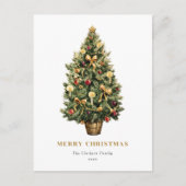 Waterverf Vintage Kerstboom Vrolijk Kerstfeest Feestdagenkaart (Voorkant)