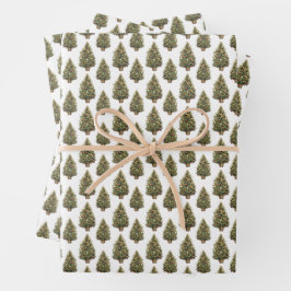 Waterverf Vintage Kerstboom Witte Vakantie Inpakpapier Vel