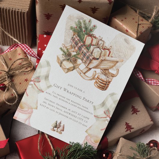 Waterverf Vintage Kerstcadeau Verpakking Party Kaart