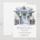 Waterverf Vintage Kersthuis Wintervakantie Kaart (Voorkant / Achterkant)