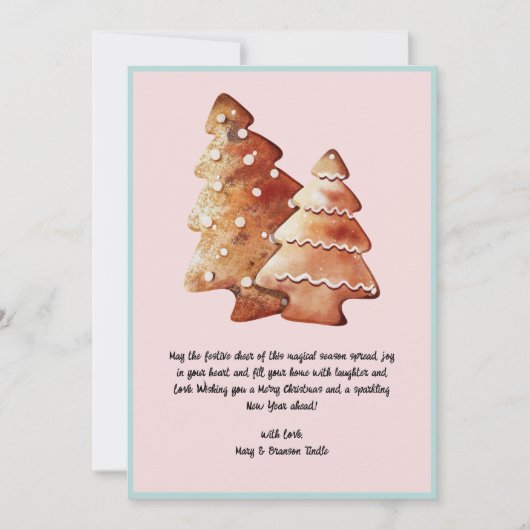 Waterverf vintage kerstkoekjes voor de kerstman feestdagenkaart (Voorkant)