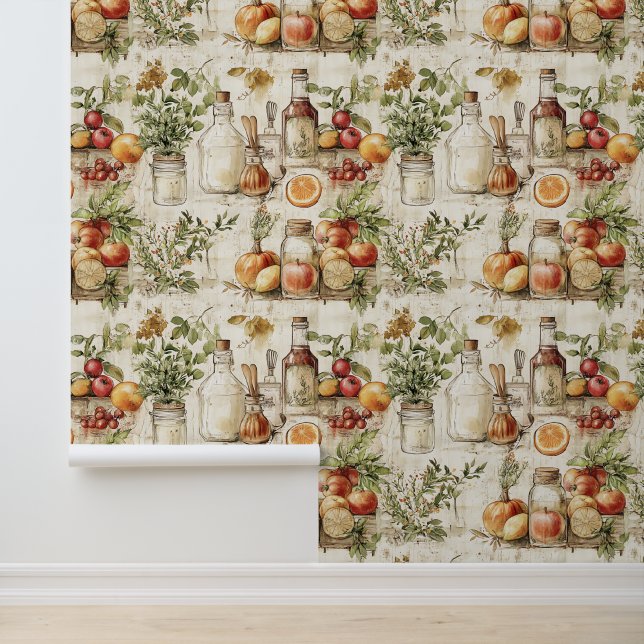 Waterverf Vintage Keuken Behang (Applicatie)