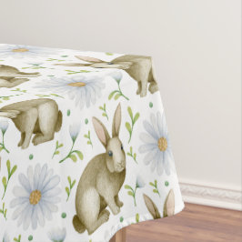 Waterverf Vintage Konijn & Madeliefjes Bloemen Pas Tafelkleed