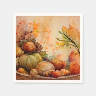 Waterverf Vintage Landelijke Herfst Pompoen Oogst Servet