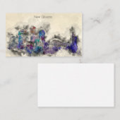 Waterverf Vintage New Orleans Visitekaartje (Voorkant / Achterkant)