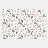 Waterverf Vintage Rode Auto Kerstbomen Inpakpapier Vel (Voorkant 2)