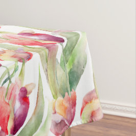 Waterverf Vintage Rode Tulpen Weide Pasen Tafelkleed
