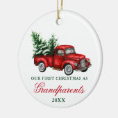 Waterverf Vintage rondreis kleinouders Kerstmis Keramisch Ornament (Links)