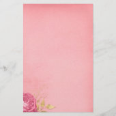 Waterverf Vintage Roos Bloemgroen Roze (Achterkant)