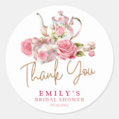 Waterverf vintage roze bloemige Bruidsdouche Ronde Sticker (Voorkant)