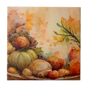 Waterverf Vintage Rustieke Oranje Herfstpompoenen Tegeltje