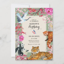 Waterverf vintage rustieke Wilde Dieren bloemmotie