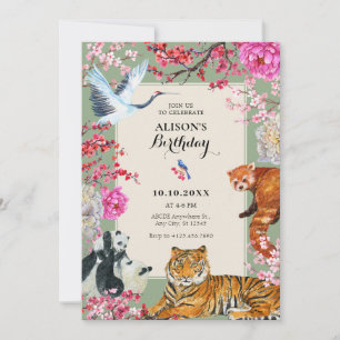 Waterverf vintage rustieke Wilde Dieren bloemmotie Kaart