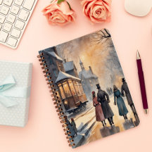 Waterverf Vintage Victoriaans Snowy Street