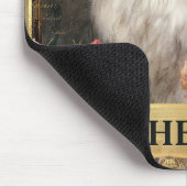 Waterverf Vintage Witte kat en roze rozen Muismat (Hoek)