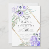 Waterverf Violet Anemone Floral Geometric Lijst Kaart (Voorkant)