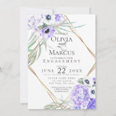 Waterverf Violet Anemone Floral Geometric Lijst Kaart (Voorkant)