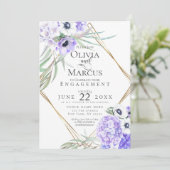 Waterverf Violet Anemone Floral Geometric Lijst Kaart (Staand voorkant)