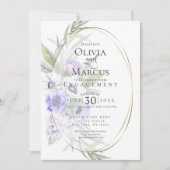 Waterverf Violet Anemone Floral Oval Lijst Kaart (Voorkant)