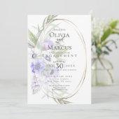 Waterverf Violet Anemone Floral Oval Lijst Kaart (Staand voorkant)