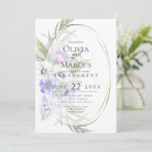 Waterverf Violet Anemone Floral Oval Lijst Kaart (Staand voorkant)