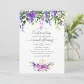 Waterverf Violet Bloemen Bevestiging Kaart (Staand voorkant)