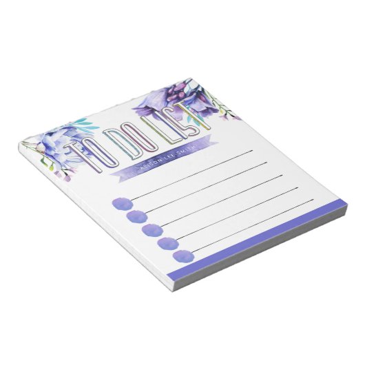 Waterverf violet bloemen Georganiseerd om lijst te Notitieblok (Schuin)