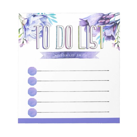 Waterverf violet bloemen Georganiseerd om lijst te Notitieblok (Voorkant)