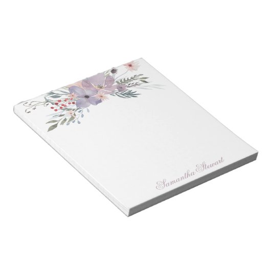 Waterverf Violet Blooms Speciaal bankierwerk Notitieblok (Schuin)