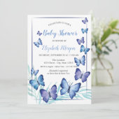 Waterverf Violet Butterflies Stip Baby shower Kaart (Staand voorkant)
