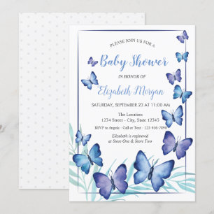 Waterverf Violet Butterflies Stip Baby shower Kaart