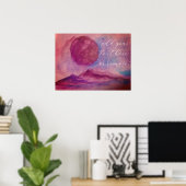 Waterverf Violet en bruine Rocky Mountains Poster (Thuiskantoor)