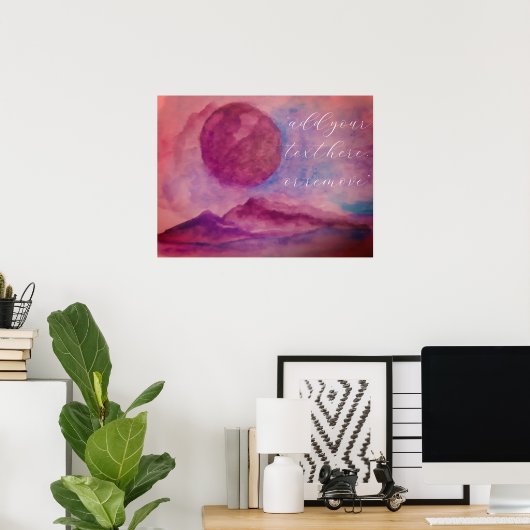 Waterverf Violet en bruine Rocky Mountains Poster (Thuiskantoor)