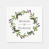 Waterverf Violet en Sage Bloemen Bruiloft Servet (Voorkant)