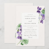 Waterverf Violet Floral Bunch Verloving Kaart (Voorkant / Achterkant)