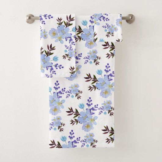 Waterverf Violet Flowers Bad Handdoek (Insitu)