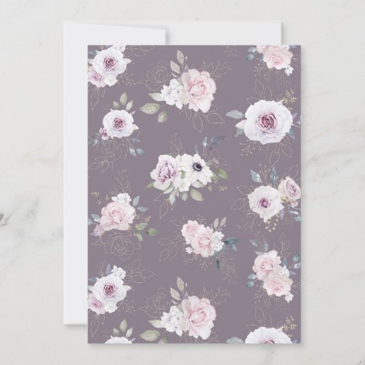 Waterverf Violet Flowers bevestiging Kaart (Achterkant)