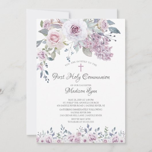 Waterverf Violet Flowers First Community Kaart (Voorkant)