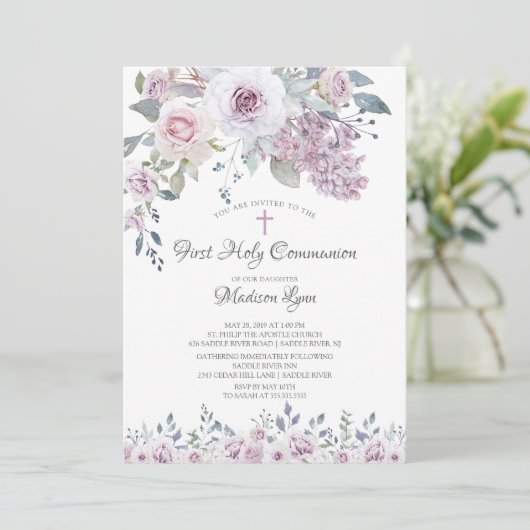 Waterverf Violet Flowers First Community Kaart (Staand voorkant)