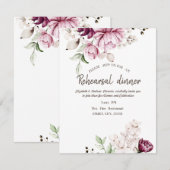 Waterverf Violet Flowers Rehearsal Dinner Kaart (Voorkant / Achterkant)