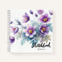 Waterverf Violet Flowers Sketchbook