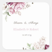 Waterverf Violet Flowers Vierkante Sticker (Voorkant)