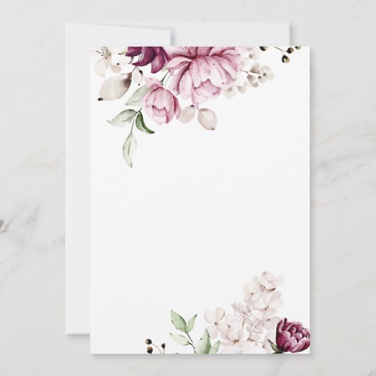 Waterverf Violet Flowers Wedding Kaart (Achterkant)