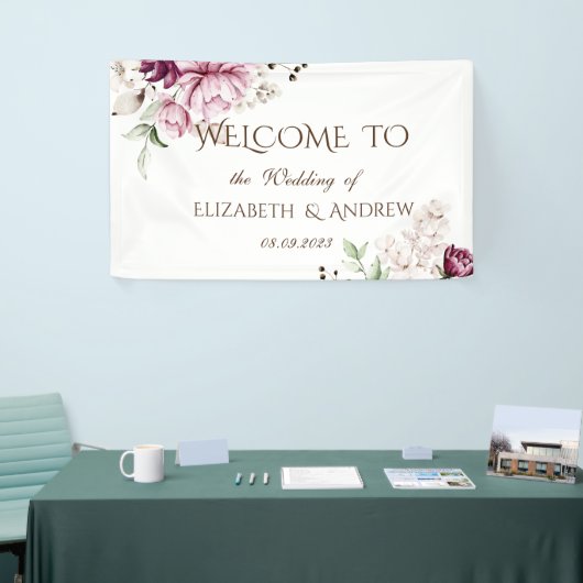 Waterverf Violet Flowers Wedding Spandoek (Beurs)