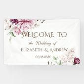 Waterverf Violet Flowers Wedding Spandoek (Horizontaal)