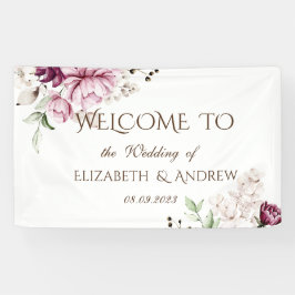 Waterverf Violet Flowers Wedding Spandoek